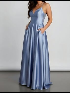 windsor light blue satin dress Royal Blue Tie Neck Mini Dress - All Dresses
